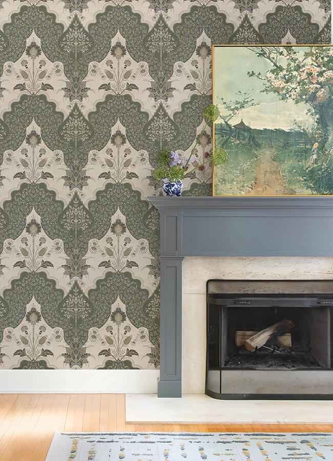 Auden Green Floral Grandeur Wallpaper - York Wallcoverings - 4147-27391 - York Wallcoverings Wallpaper