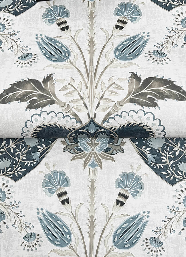 auden-dark-blue-floral-grandeur-wallpaper-york-wallcoverings-4147-27392 - York Wallcoverings Wallpaper