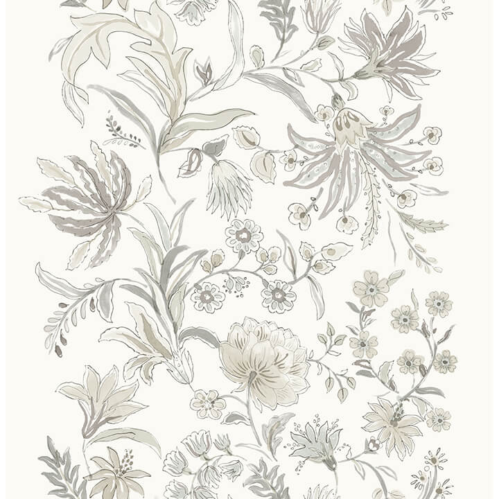 teonna-light-grey-floral-stripe-wallpaper-york-wallcoverings-4147-27400 - York Wallcoverings Wallpaper