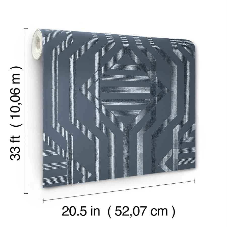 Essex Navy Geometric Wallpaper - York Wallcoverings - 4147-27402 - York Wallcoverings Wallpaper