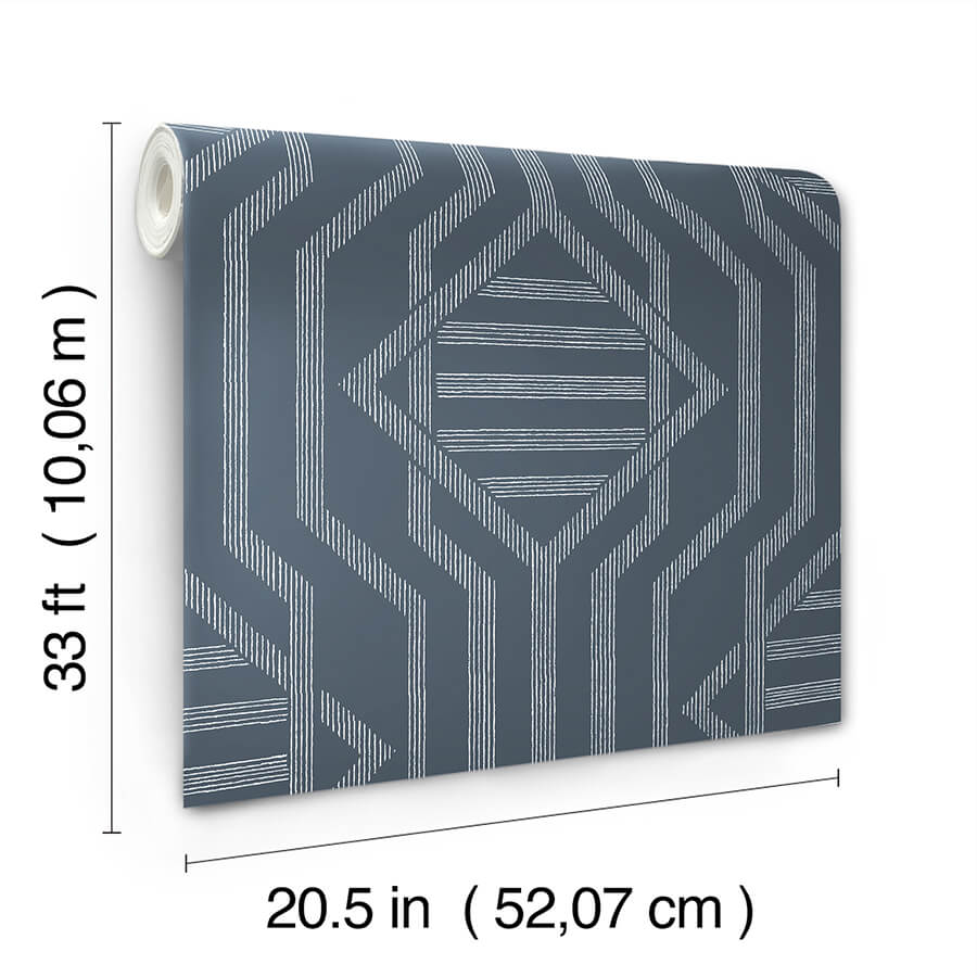 essex-navy-geometric-wallpaper-york-wallcoverings-4147-27402 - York Wallcoverings Wallpaper