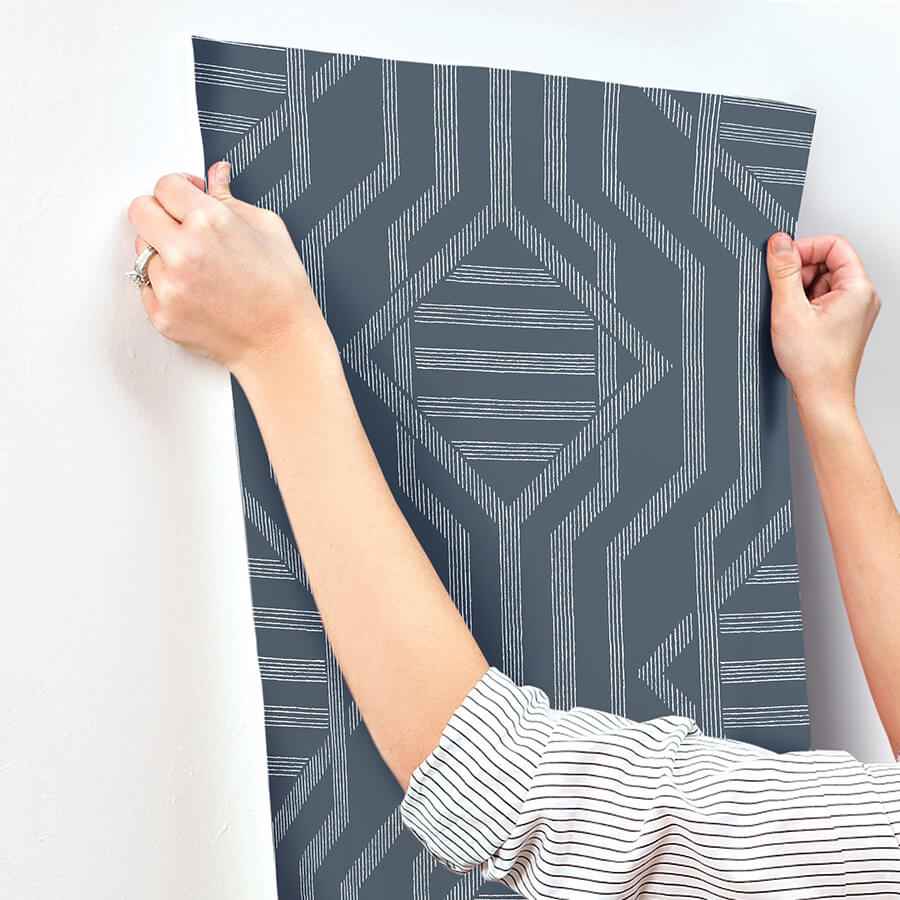 Essex Navy Geometric Wallpaper - York Wallcoverings - 4147-27402 - York Wallcoverings Wallpaper