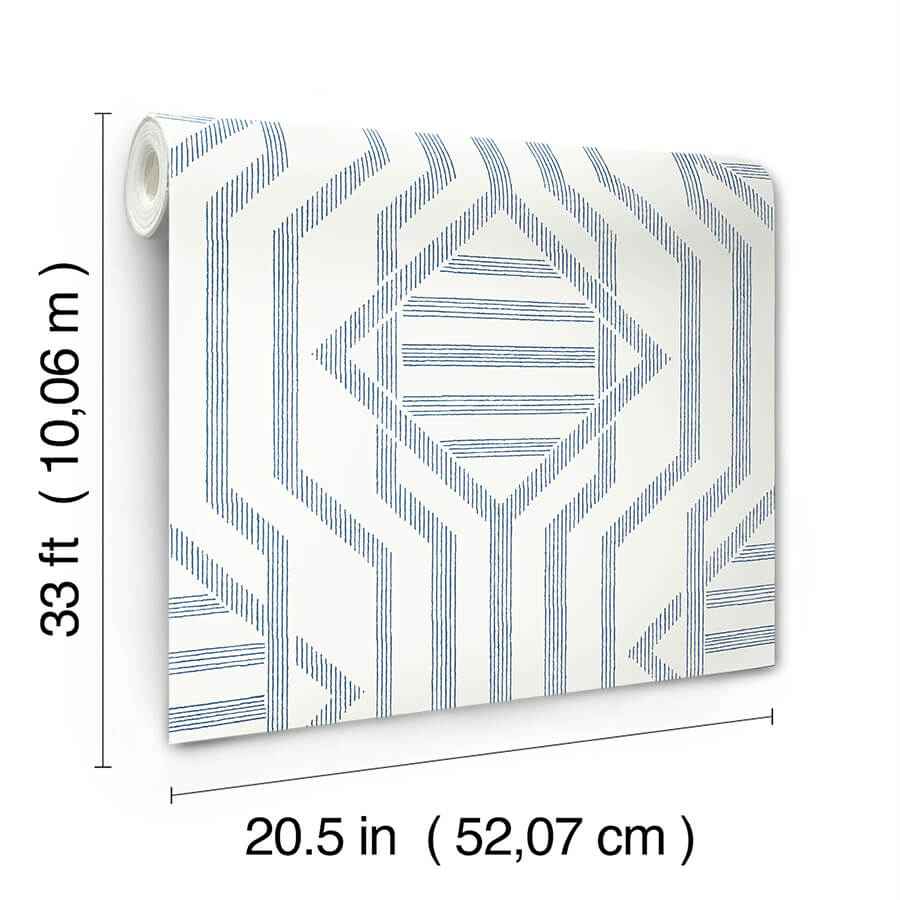 Essex Dark Blue Geometric Wallpaper - York Wallcoverings - 4147-27403 - York Wallcoverings Wallpaper