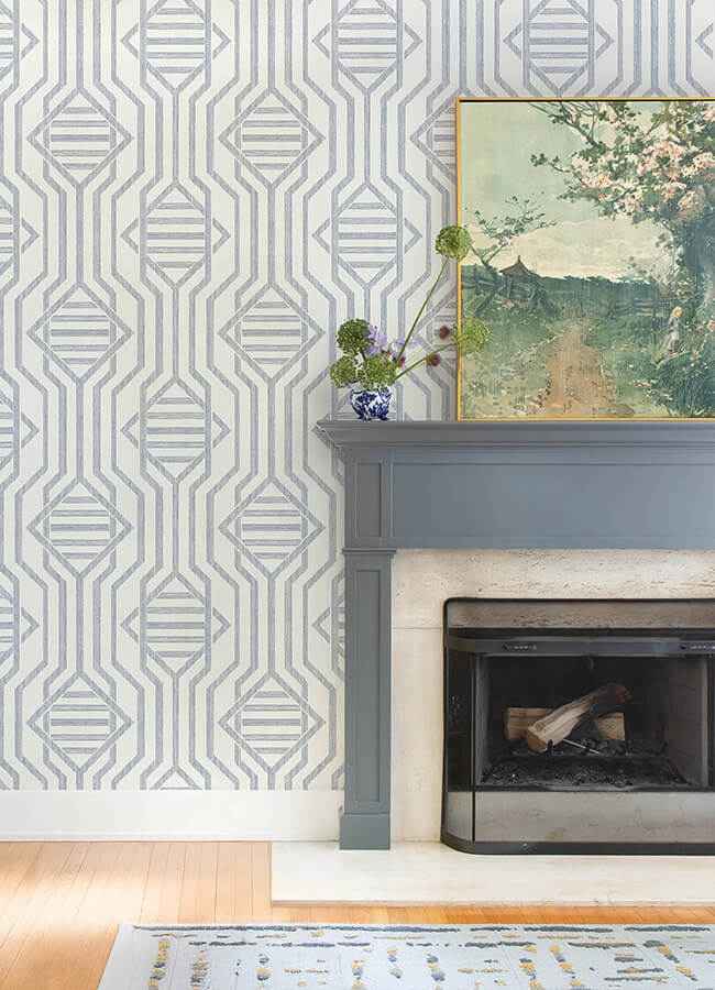 Essex Dark Blue Geometric Wallpaper - York Wallcoverings - 4147-27403 - York Wallcoverings Wallpaper