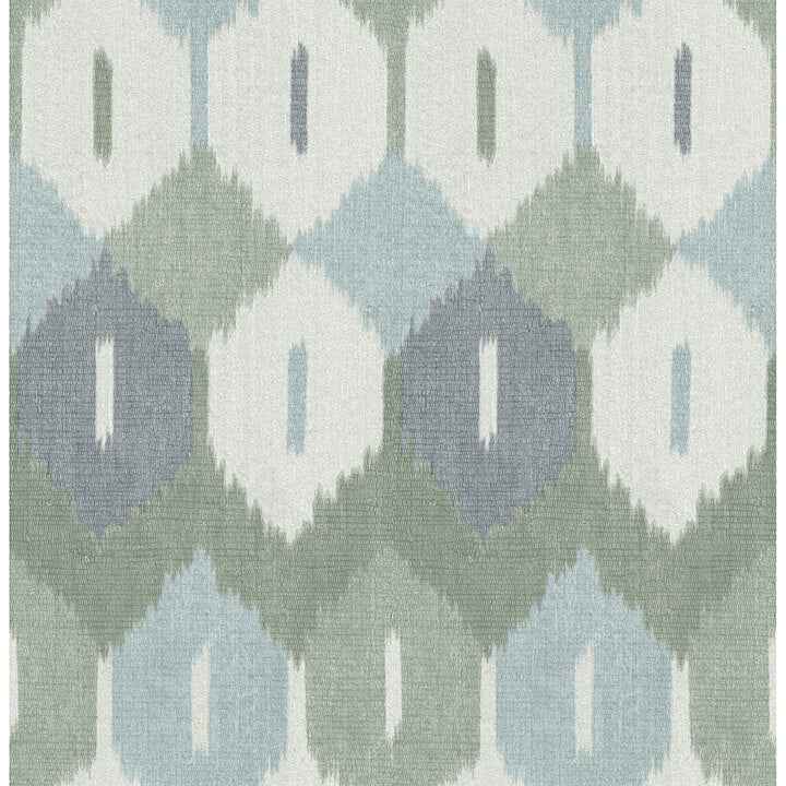 Abilene Sea Green Ikat Wallpaper - York Wallcoverings - 4147-27406 - York Wallcoverings Wallpaper