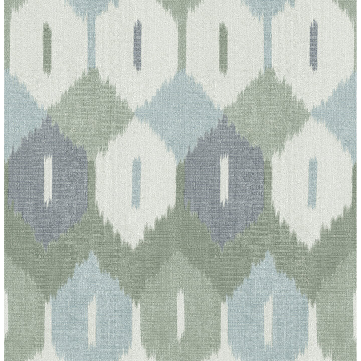 abilene-sea-green-ikat-wallpaper-york-wallcoverings-4147-27406 - York Wallcoverings Wallpaper
