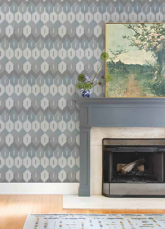 Abilene Denim Ikat Wallpaper - York Wallcoverings - 4147-27407 - York Wallcoverings Wallpaper