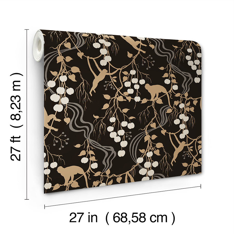 Linden Black Jungle Canopy Wallpaper - York Wallcoverings - 4147-80009 - York Wallcoverings Wallpaper