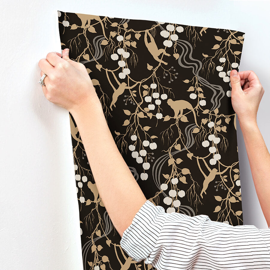 linden-black-jungle-canopy-wallpaper-york-wallcoverings-4147-80009 - York Wallcoverings Papel pintado