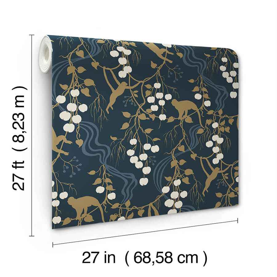 Linden Navy Jungle Canopy Wallpaper - York Wallcoverings - 4147-80010 - York Wallcoverings Wallpaper
