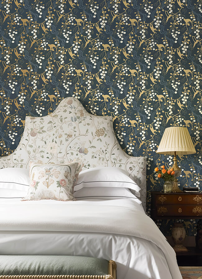 linden-navy-jungle-canopy-wallpaper-york-wallcoverings-4147-80010 - York Wallcoverings Wallpaper