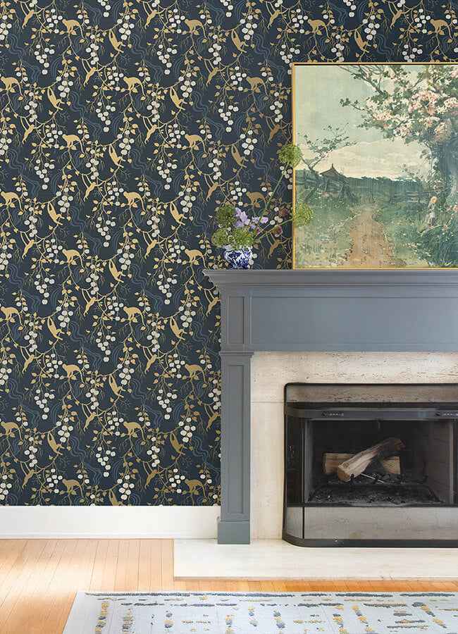 linden-navy-jungle-canopy-wallpaper-york-wallcoverings-4147-80010 - York Wallcoverings Wallpaper