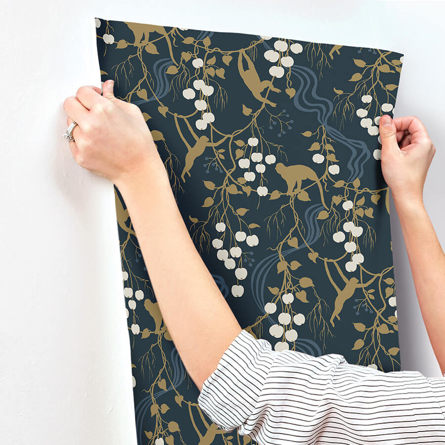 linden-navy-jungle-canopy-wallpaper-york-wallcoverings-4147-80010 - York Wallcoverings Wallpaper