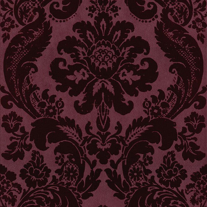 shadow-merlot-flocked-damask-wallpaper-york-wallcoverings-4147-87315 - York Wallcoverings Papel pintado