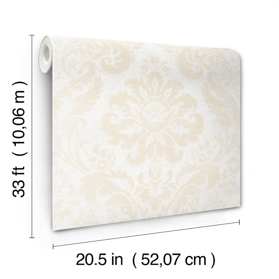 shadow-cream-flocked-damask-wallpaper-york-wallcoverings-4147-87390 - York Wallcoverings Wallpaper