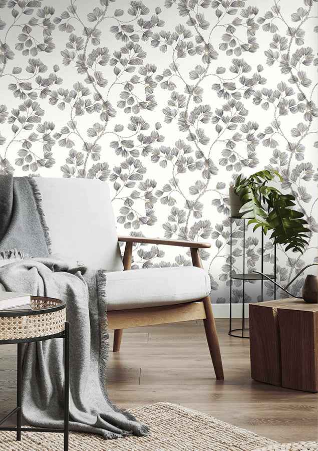 Newcomb Grey Trailing Branches Wallpaper - York Wallcoverings - RH866933 - York Wallcoverings Wallpaper