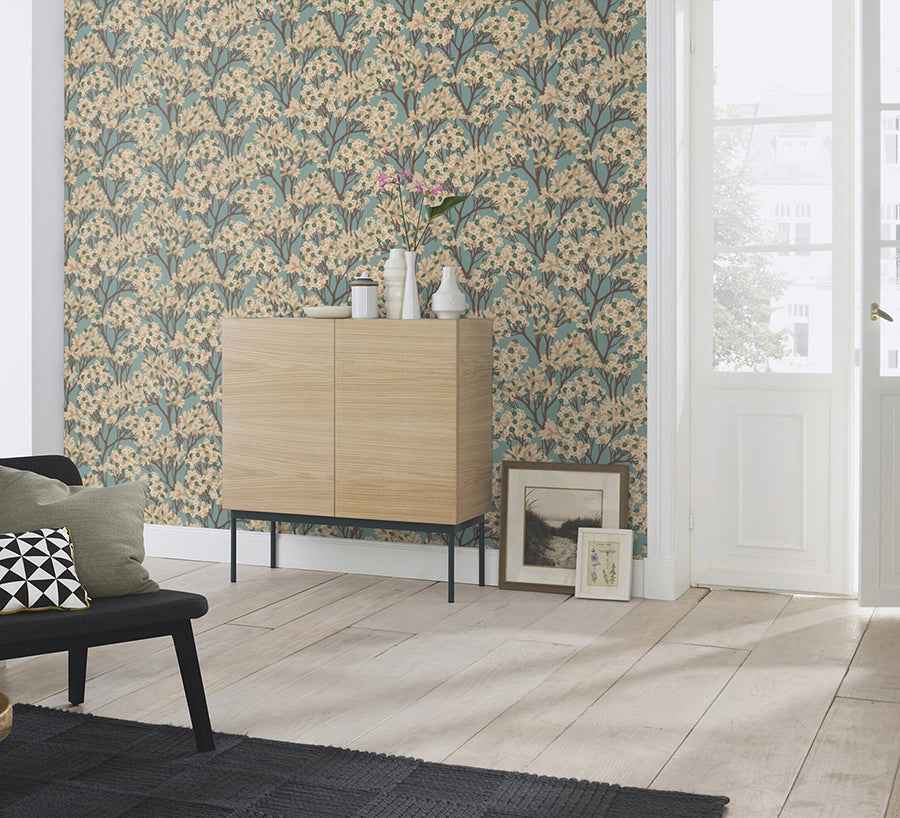 Stickley Sky Blue Tree Wallpaper - York Wallcoverings - RH580013 - York Wallcoverings Wallpaper
