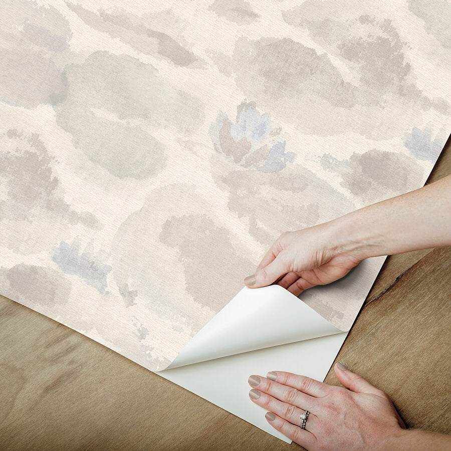 water-lily-cream-peel-and-stick-wallpaper-york-wallcoverings-nus6421 - York Wallcoverings Wallpaper
