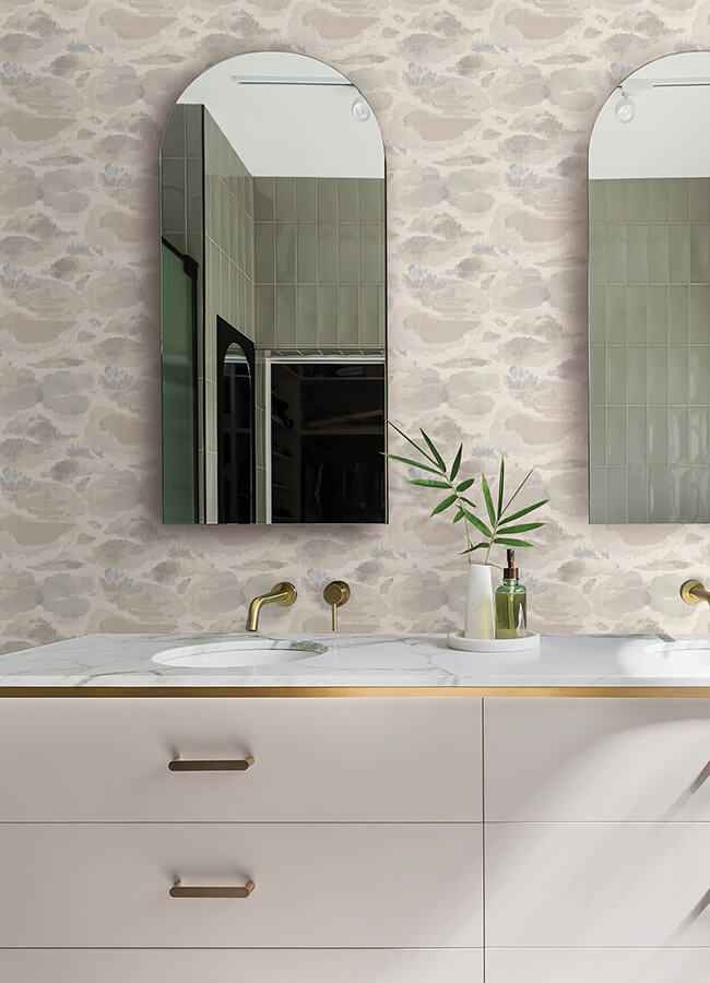 Water Lily Cream Peel & Stick Wallpaper - York Wallcoverings - NUS6421 - York Wallcoverings Wallpaper