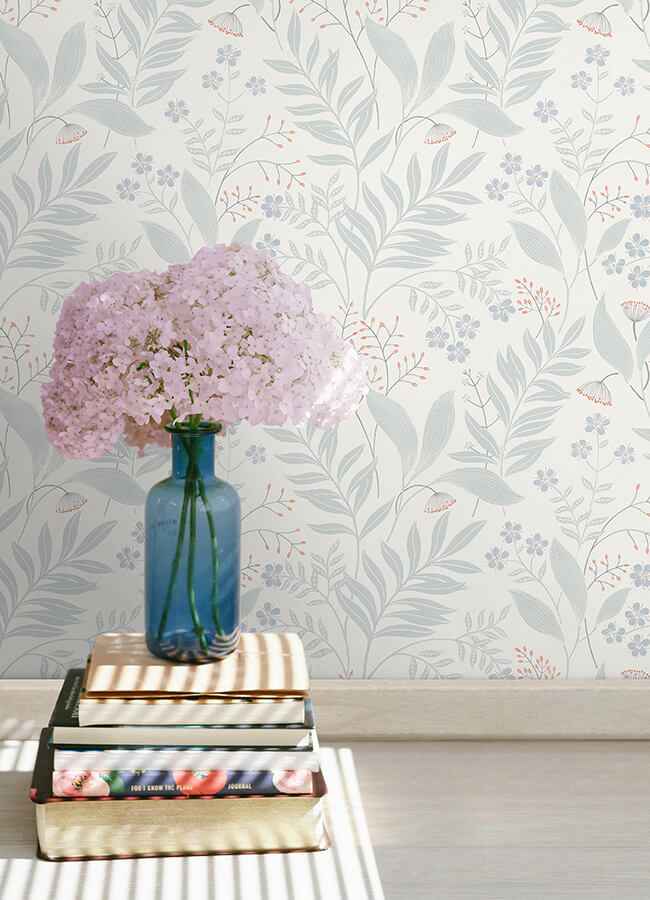 Amanda Blue Green Peel and Stick Wallpaper - York Wallcoverings - NUS6423 - York Wallcoverings Wallpaper