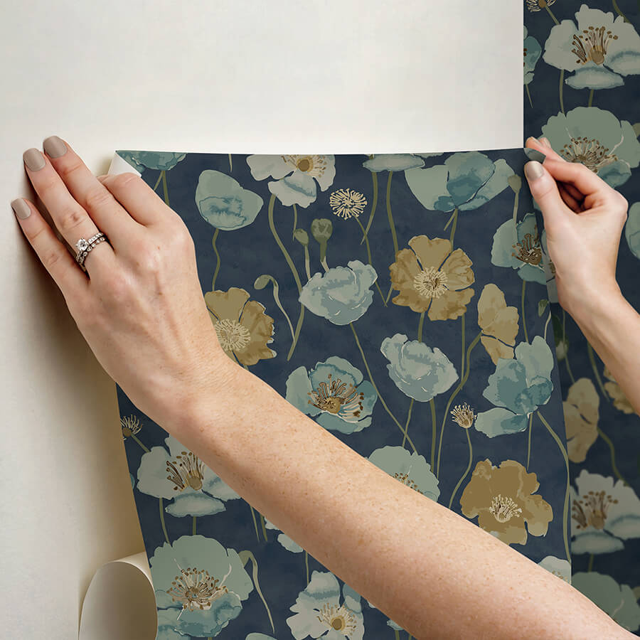 adelia-indigo-peel-and-stick-wallpaper-york-wallcoverings-nus6429 - York Wallcoverings Wallpaper