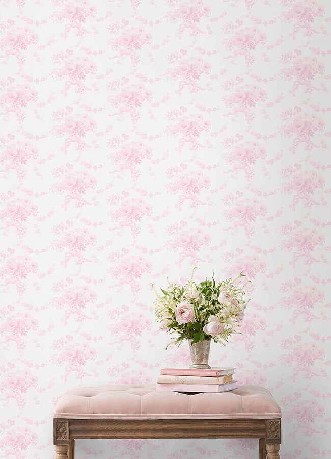 Champagne Harbor Pink Dream Peel and Stick Wallpaper - York Wallcoverings - LFS6433 - York Wallcoverings Wallpaper