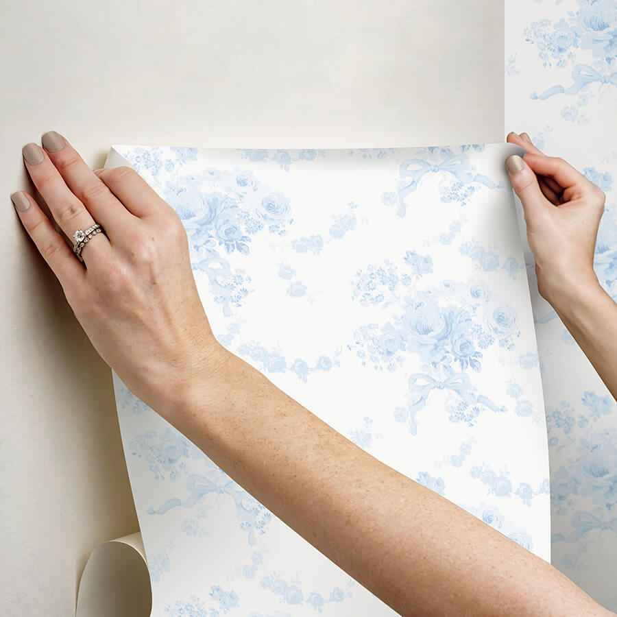 Champagne Harbor Powdered Blue Peel and Stick Wallpaper - York Wallcoverings - LFS6434 - York Wallcoverings Wallpaper