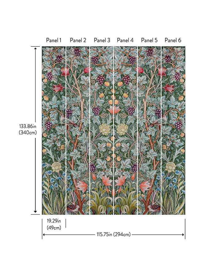 Vine Embroidery Sea Green Wall Mural - York Wallcoverings - 4171-HT84001 - York Wallcoverings Wallpaper