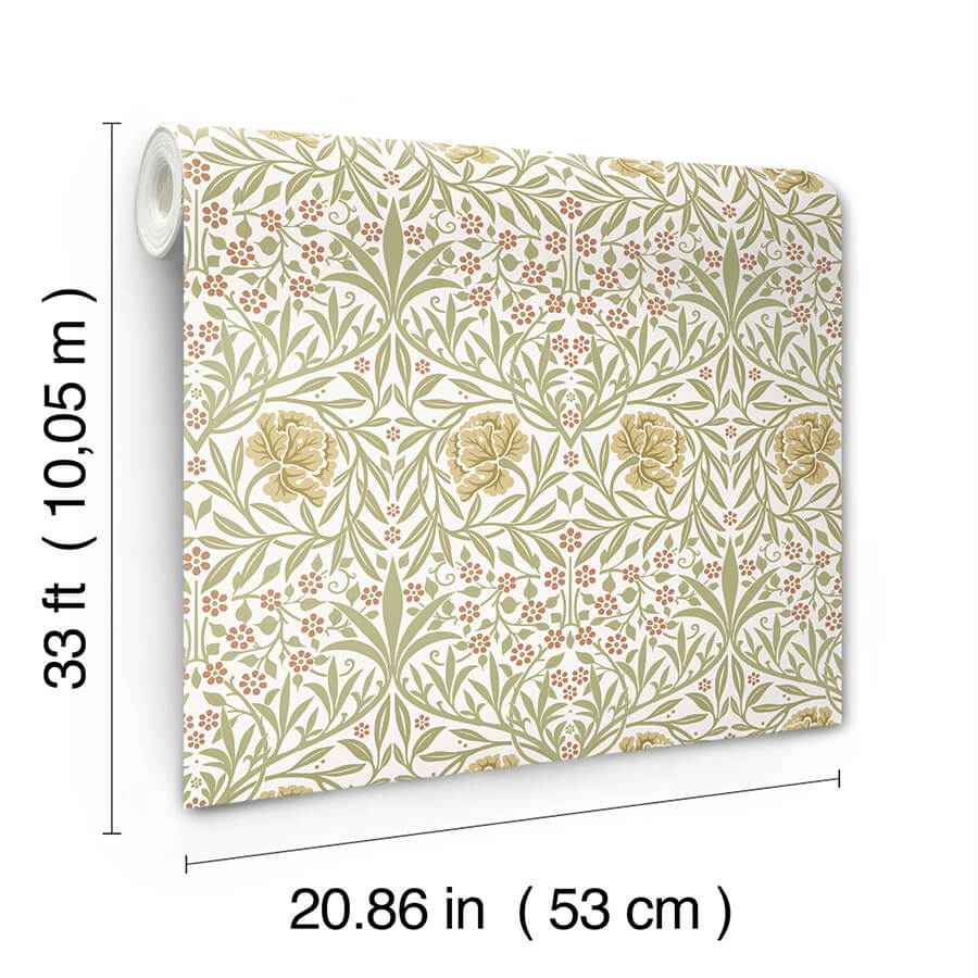 Oxford Union Yellow Floral Vines Wallpaper - York Wallcoverings - 4171-82045 - York Wallcoverings Wallpaper