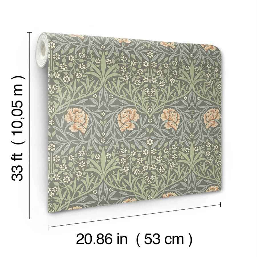 Oxford Union Grey Floral Vines Wallpaper - York Wallcoverings - 4171-82046 - York Wallcoverings Wallpaper