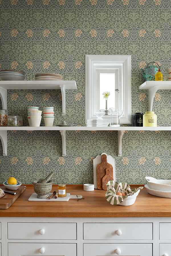 Oxford Union Grey Floral Vines Wallpaper - York Wallcoverings - 4171-82046 - York Wallcoverings Wallpaper