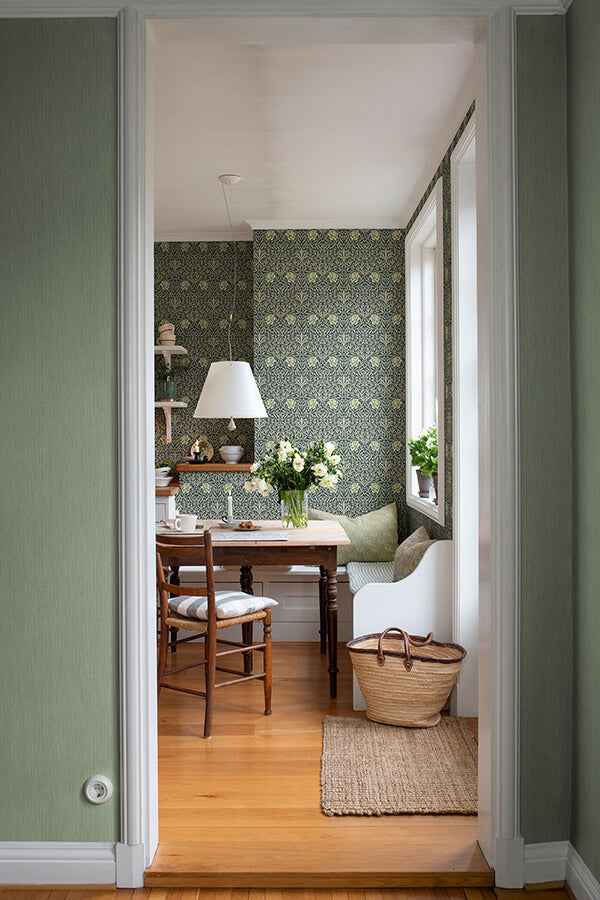 Oxford Union Sea Green Floral Vines Wallpaper - York Wallcoverings - 4171-82047 - York Wallcoverings Wallpaper