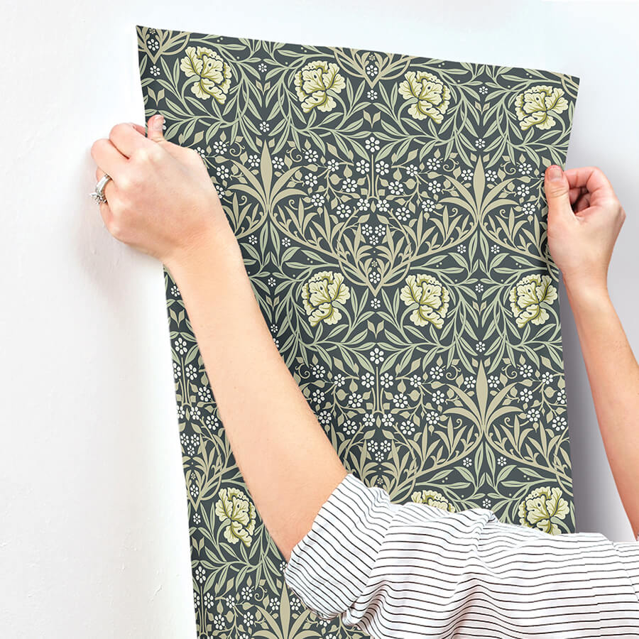 oxford-union-sea-green-floral-vines-wallpaper-york-wallcoverings-4171-82047 - York Wallcoverings Wallpaper