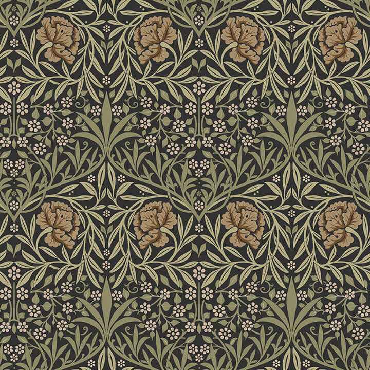 Oxford Union Black Floral Vines Wallpaper - York Wallcoverings - 4171-82048 - York Wallcoverings Wallpaper