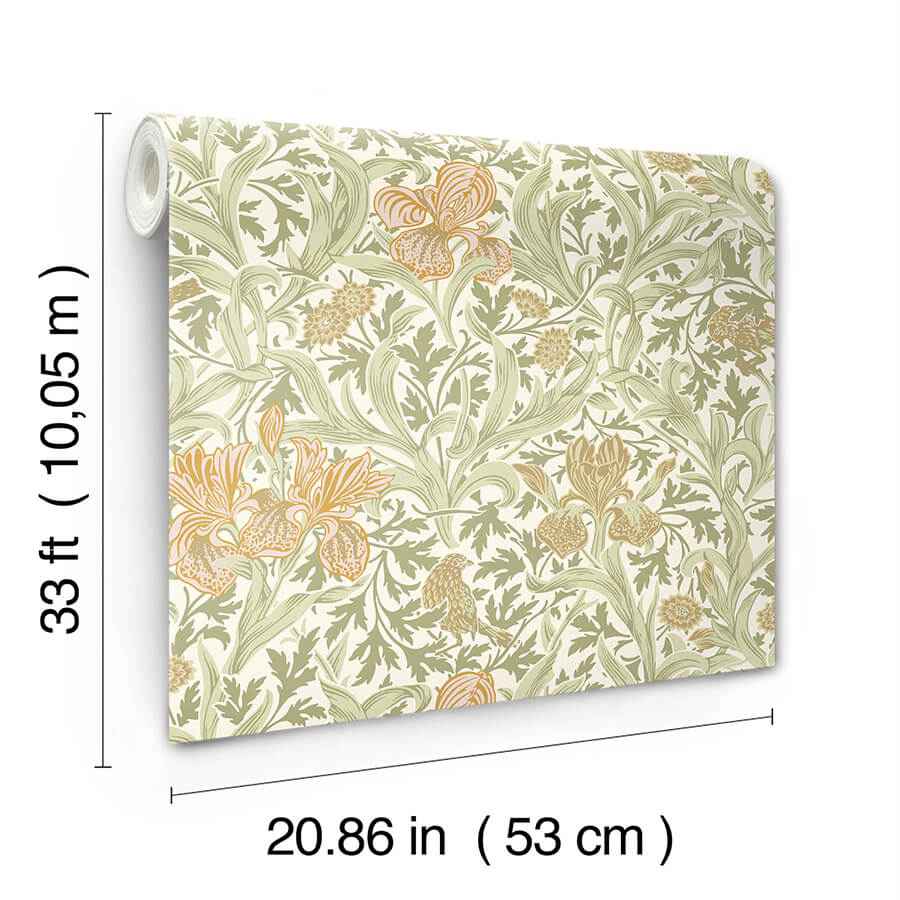 Iris Light Green Wild Gardens Wallpaper - York Wallcoverings - 4171-82049 - York Wallcoverings Wallpaper