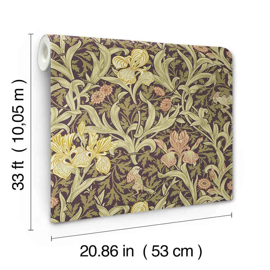 Iris Plum Wild Gardens Wallpaper - York Wallcoverings - 4171-82052 - York Wallcoverings Wallpaper