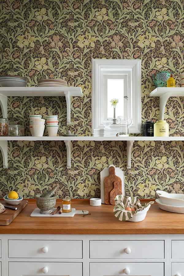Iris Plum Wild Gardens Wallpaper - York Wallcoverings - 4171-82052 - York Wallcoverings Wallpaper