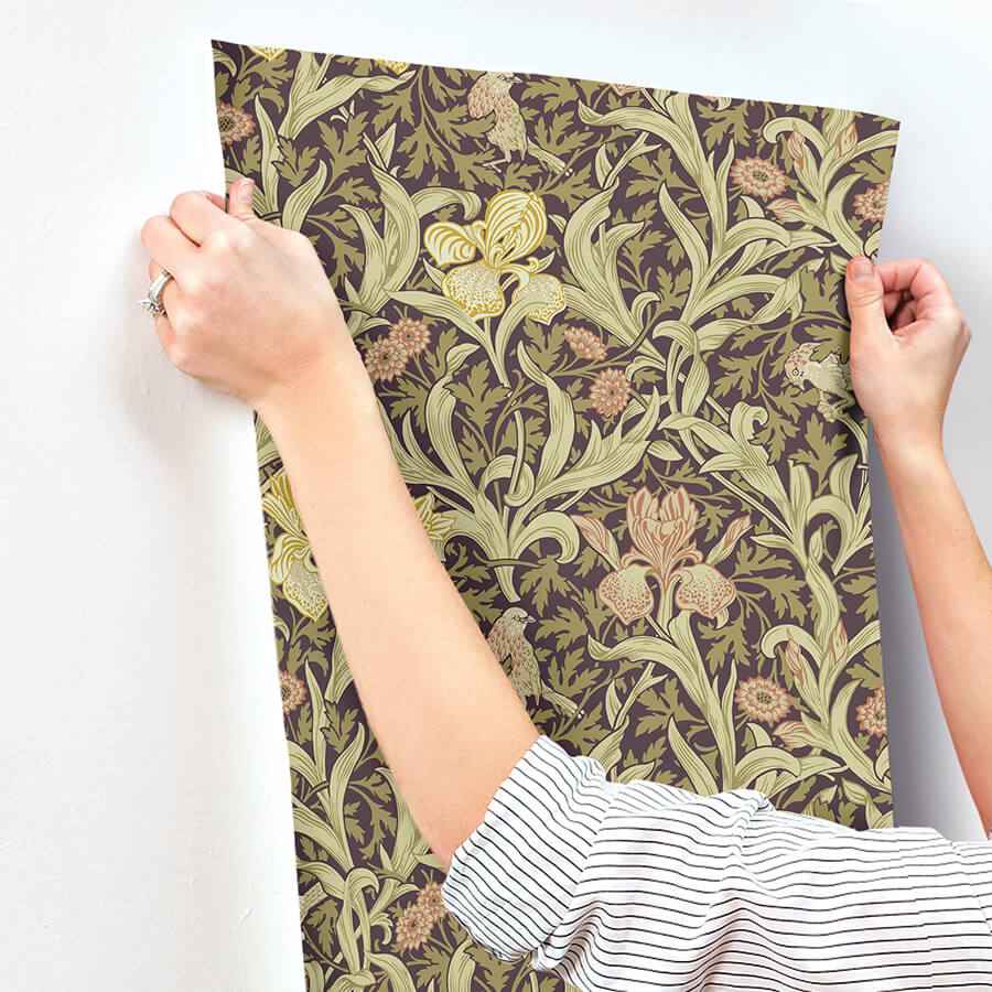 Iris Plum Wild Gardens Wallpaper - York Wallcoverings - 4171-82052 - York Wallcoverings Wallpaper
