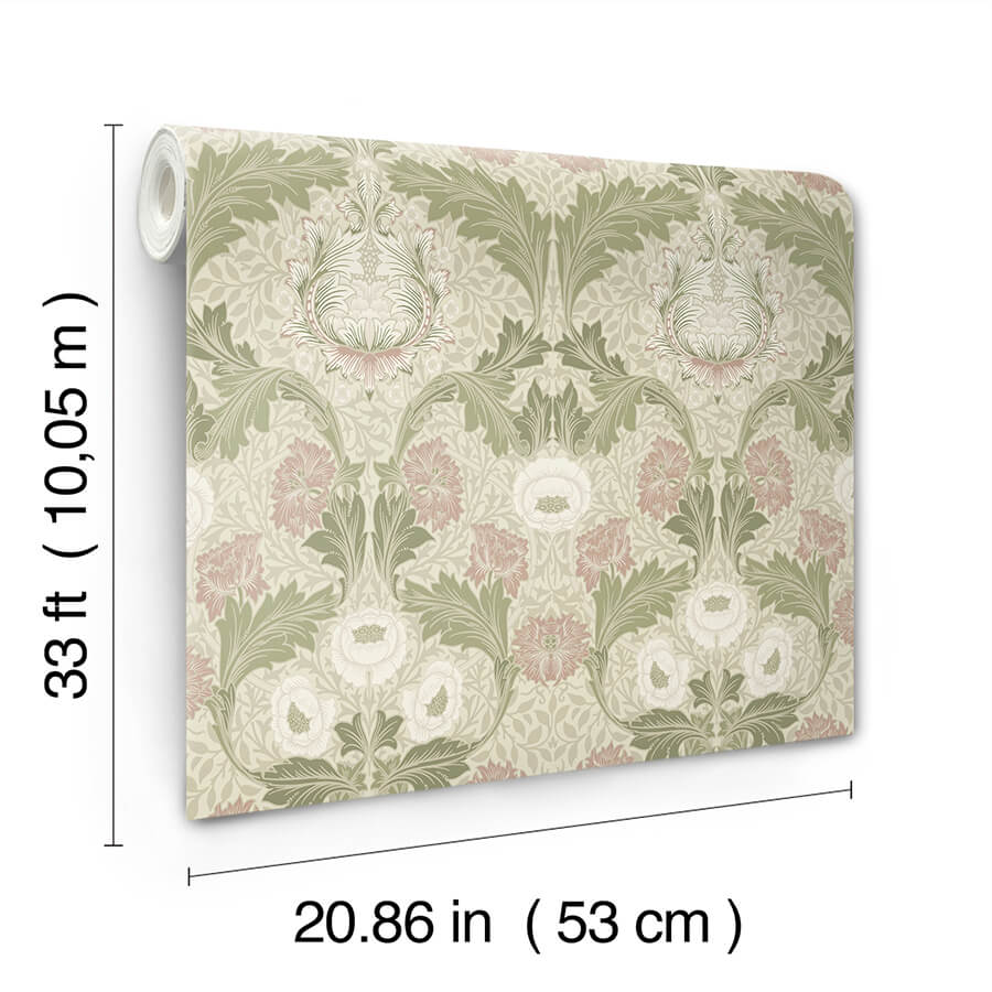 myrtle-mauve-floral-ogee-wallpaper-york-wallcoverings-4171-82057 - York Wallcoverings Wallpaper