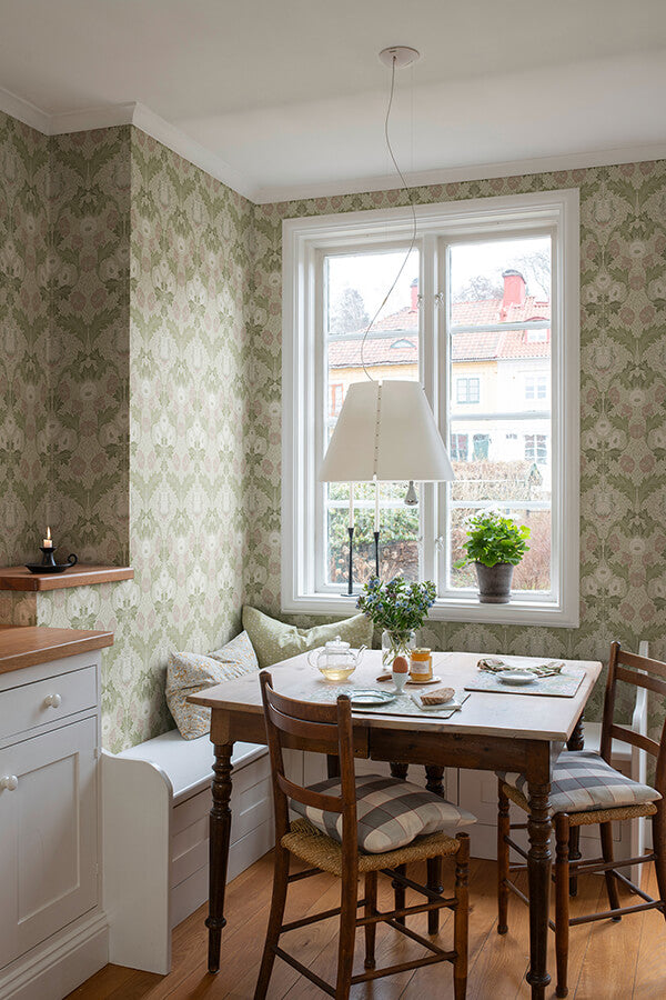 myrtle-mauve-floral-ogee-wallpaper-york-wallcoverings-4171-82057 - York Wallcoverings Wallpaper