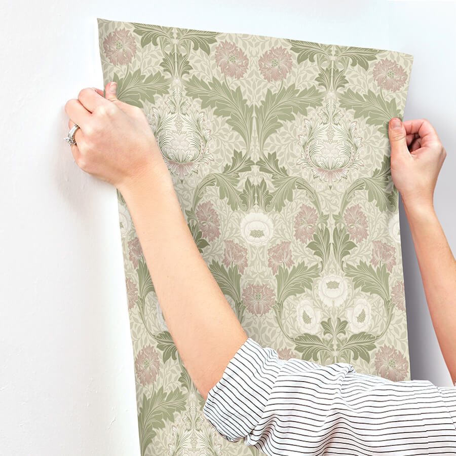 myrtle-mauve-floral-ogee-wallpaper-york-wallcoverings-4171-82057 - York Wallcoverings Wallpaper