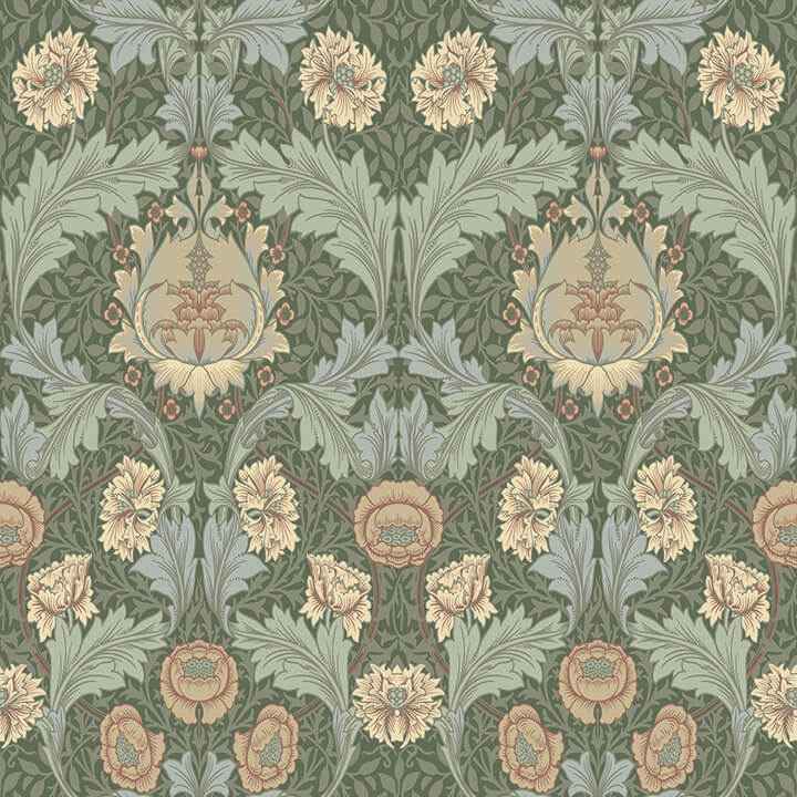 Myrtle Sea Green Floral Ogee Wallpaper - York Wallcoverings - 4171-82059 - York Wallcoverings Wallpaper