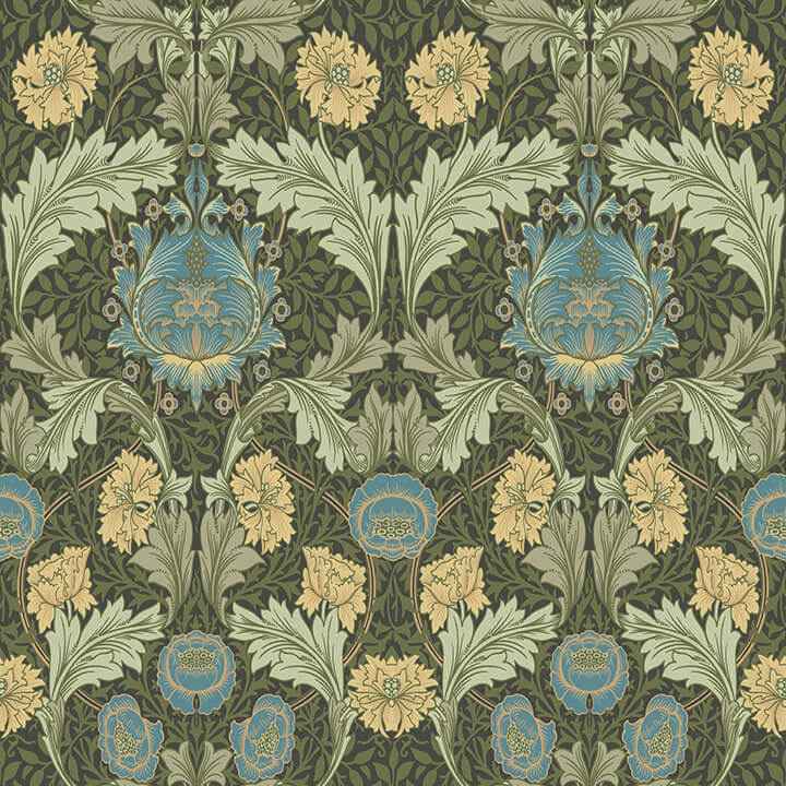 Myrtle Dark Green Floral Ogee Wallpaper - York Wallcoverings - 4171-82060 - York Wallcoverings Wallpaper