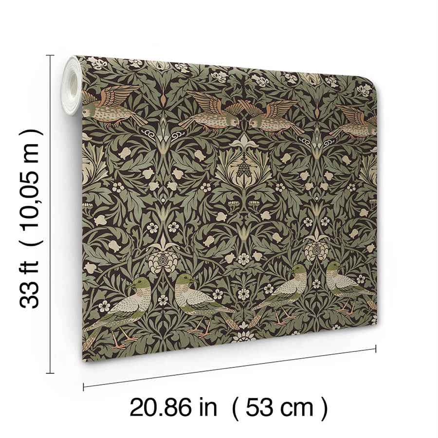 Bird Brown Floral Thicket Wallpaper - York Wallcoverings - 4171-82064 - York Wallcoverings Wallpaper