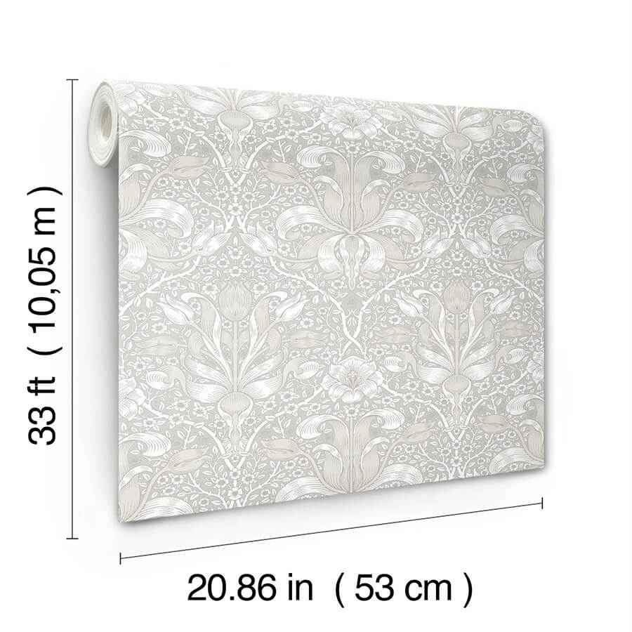 Spring Thicket Dove Tulip Damask Wallpaper - York Wallcoverings - 4171-82065 - York Wallcoverings Wallpaper