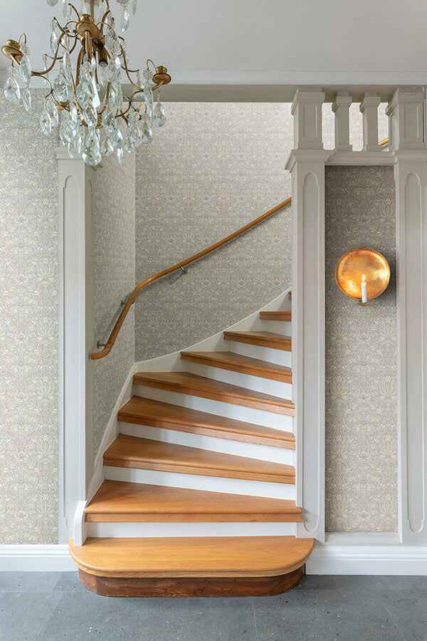 Spring Thicket Light Blue Tulip Damask Wallpaper - York Wallcoverings - 4171-82066 - York Wallcoverings Wallpaper