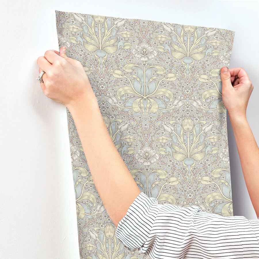 Spring Thicket Light Blue Tulip Damask Wallpaper - York Wallcoverings - 4171-82066 - York Wallcoverings Wallpaper