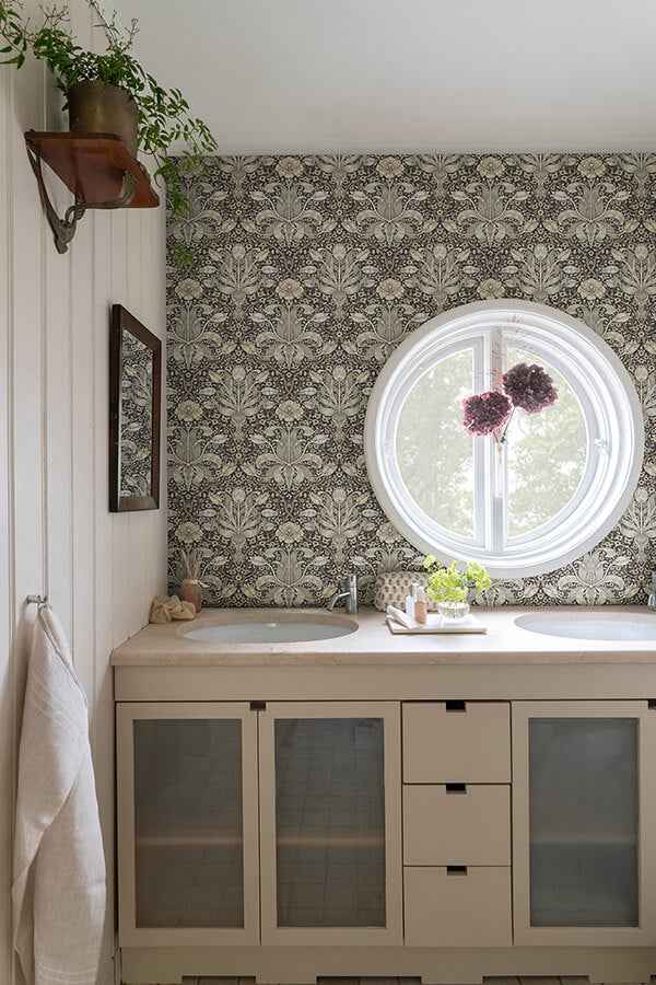 Spring Thicket Blue Tulip Damask Wallpaper - York Wallcoverings - 4171-82068 - York Wallcoverings Wallpaper
