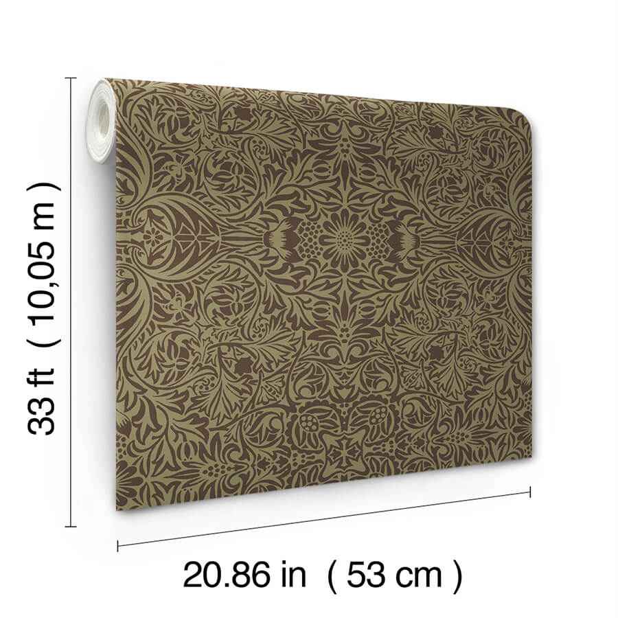 Ceiling Brown Intricate Floral Wallpaper - York Wallcoverings - 4171-82072 - York Wallcoverings Wallpaper