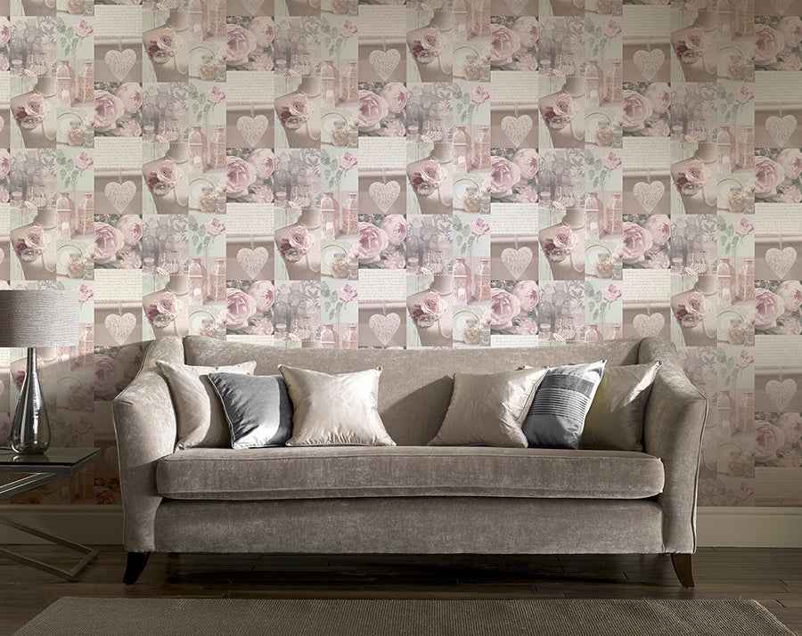 Irene Blush Charlotte College Wallpaper - York Wallcoverings - AH665201 - York Wallcoverings Wallpaper